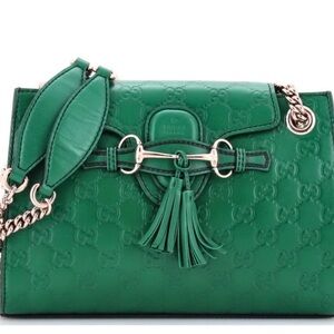 Gucci Emerald Green Leather Chain Crossbody Bag